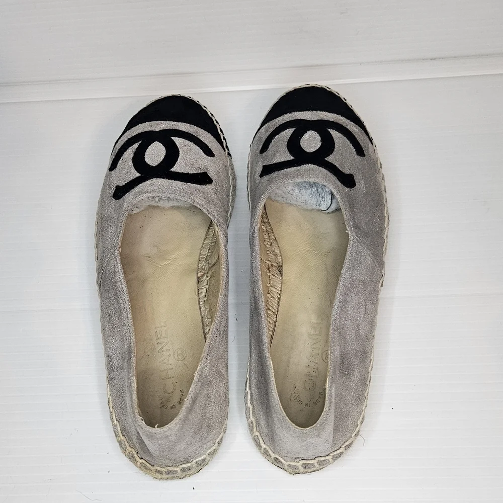 CHANEL Black and Gray Espadrilles Size 40